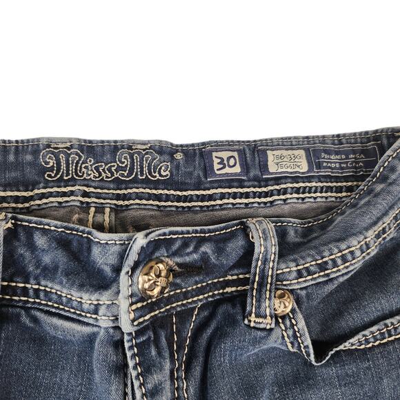 Miss Me Jeans 30 Actual is 27 Waist Jegging Skinny Low Rise Rhinestone Bling - Picture 13 of 14